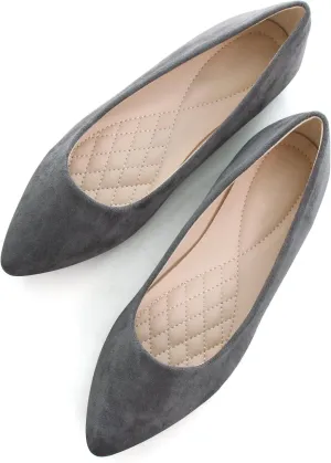 ChaiRong Zhou Women's Classic Simple Pointed Toe Ballet Flats Soft Breathable Slip on Walking Driving Shoes