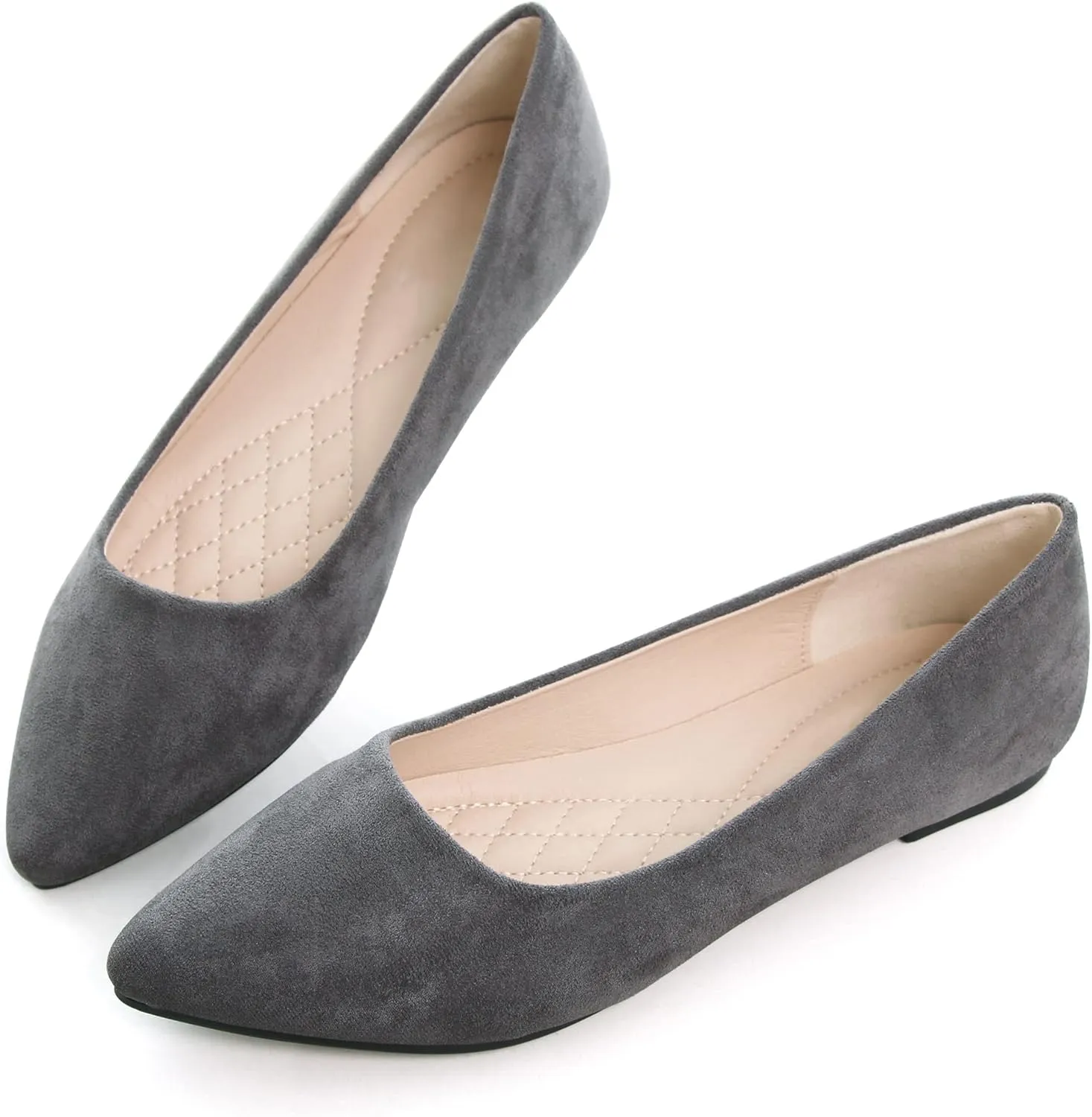 ChaiRong Zhou Women's Classic Simple Pointed Toe Ballet Flats Soft Breathable Slip on Walking Driving Shoes