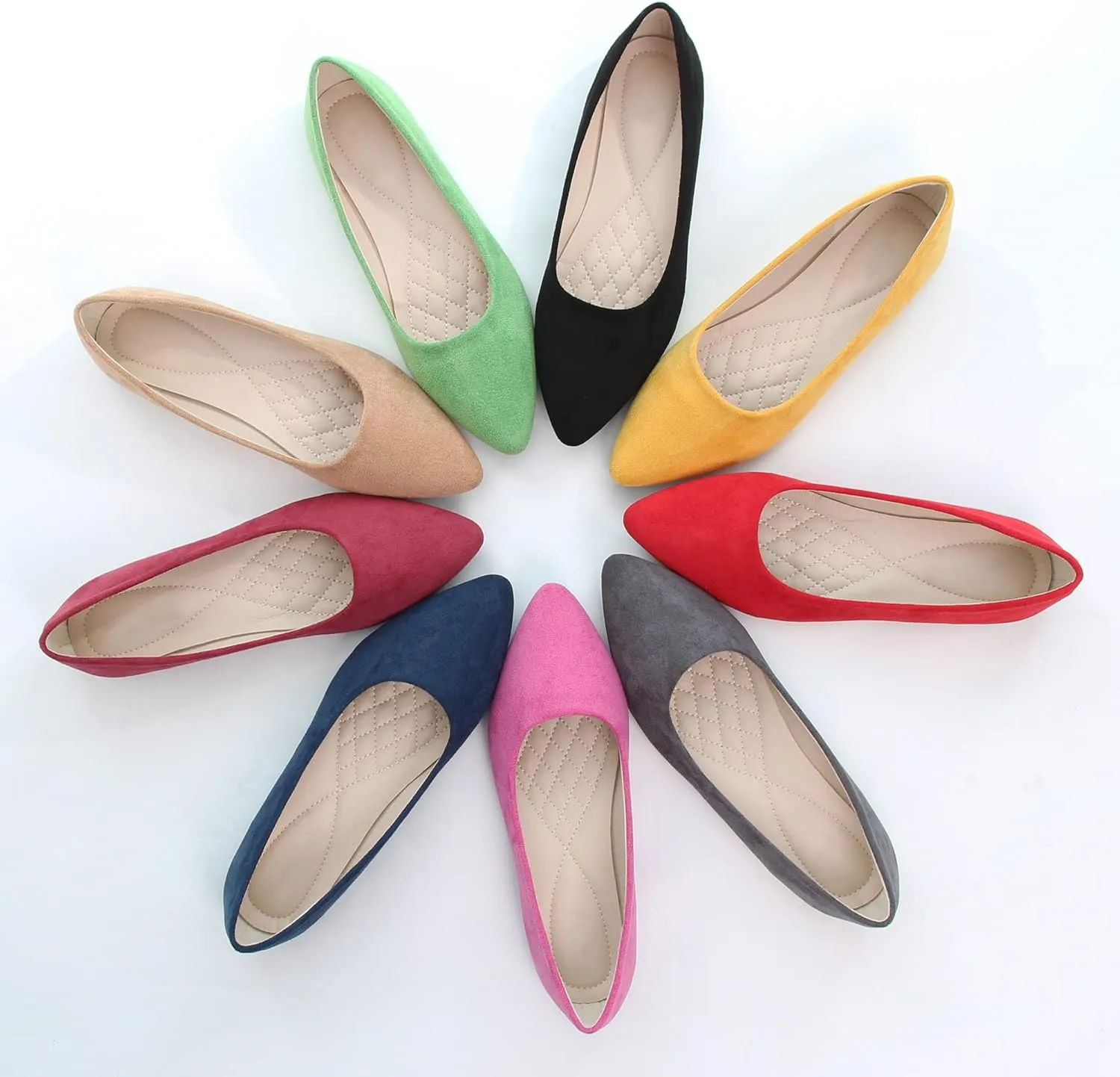 ChaiRong Zhou Women's Classic Simple Pointed Toe Ballet Flats Soft Breathable Slip on Walking Driving Shoes