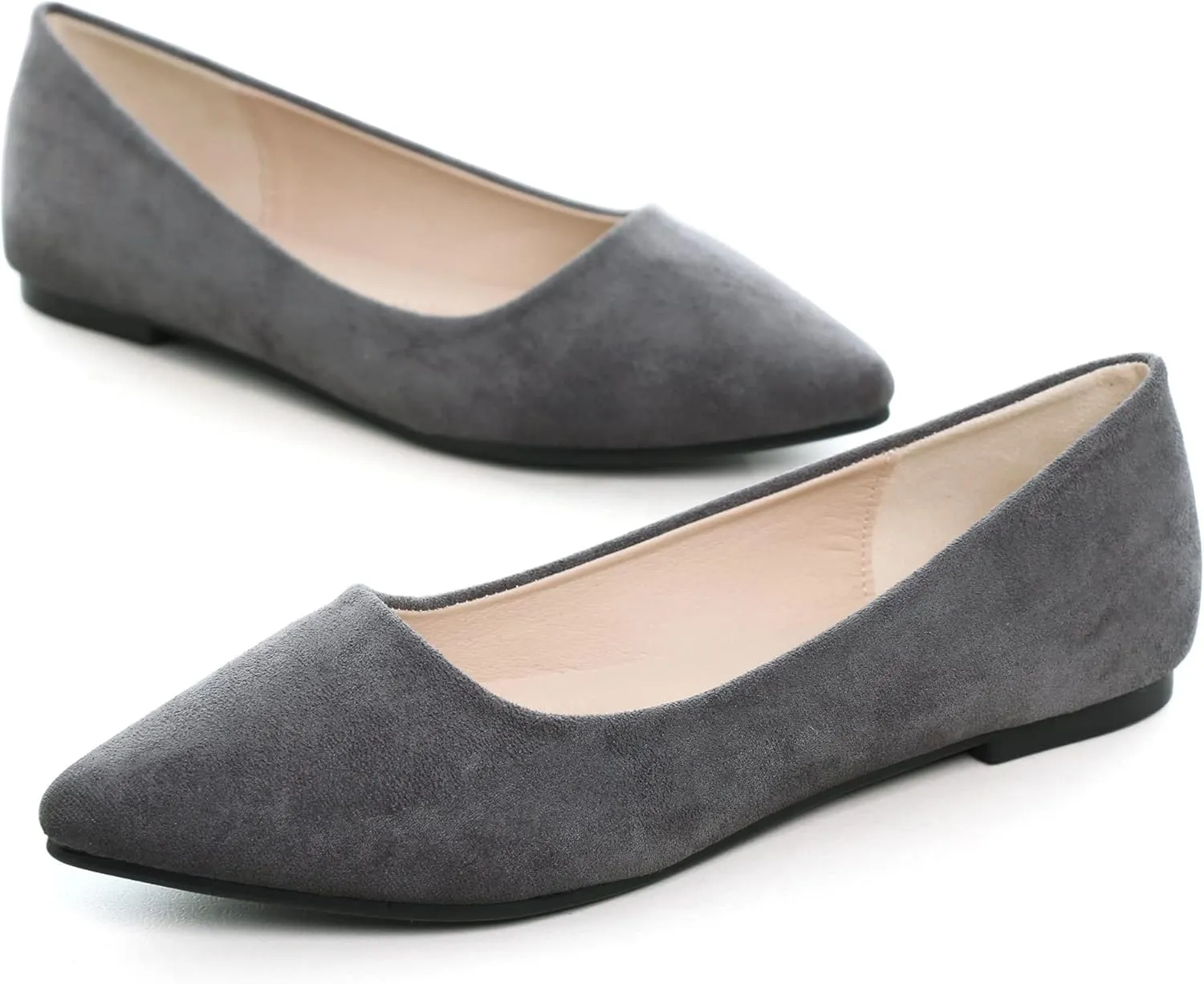 ChaiRong Zhou Women's Classic Simple Pointed Toe Ballet Flats Soft Breathable Slip on Walking Driving Shoes