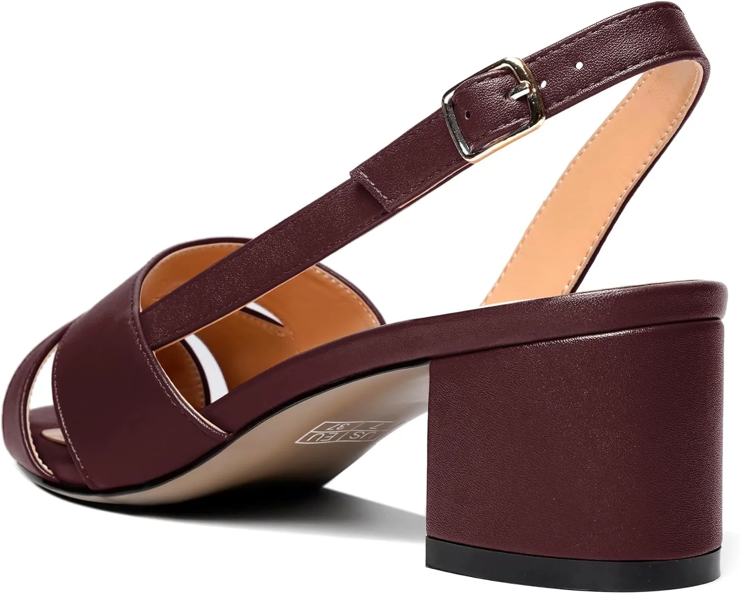 Esvowido Women's Block Heel Sandals Peep Toe Low Heels Slingback Sandals Chunky Heels Ankle Strap Summer Shoes 2 Inch