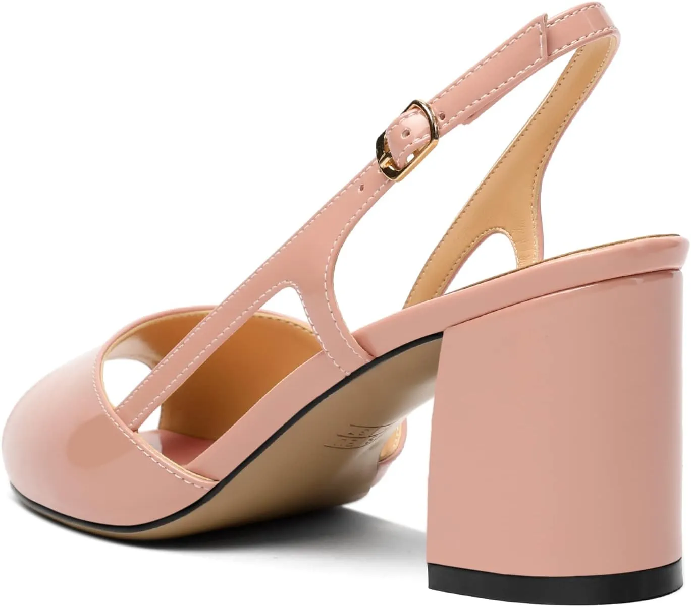 Mettesally Womens Slingback Chunky Heels Pumps Peep Open Toe Low Heels Ankle Strap Wedding Bridal Prom Dress Shoes