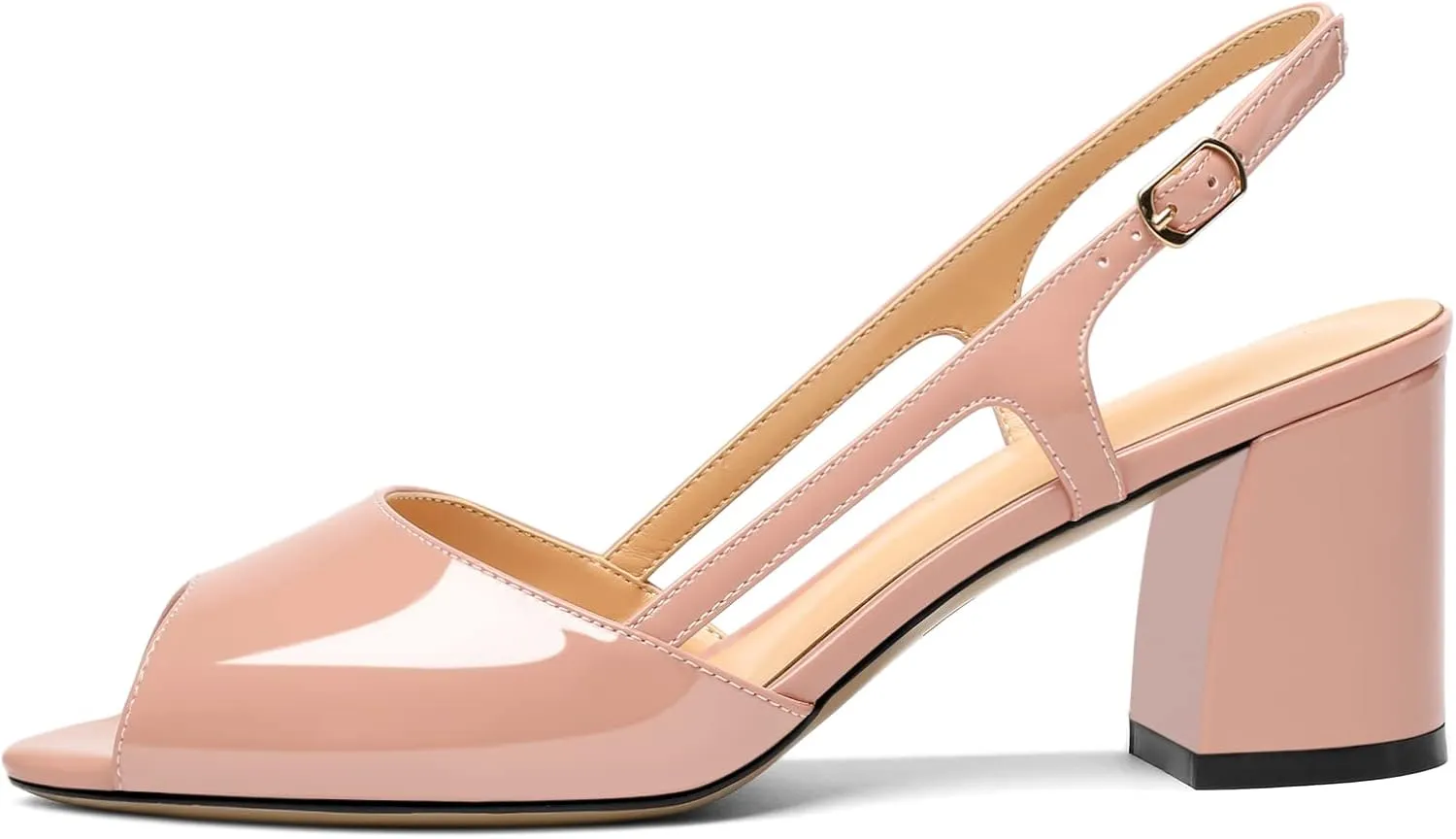 Mettesally Womens Slingback Chunky Heels Pumps Peep Open Toe Low Heels Ankle Strap Wedding Bridal Prom Dress Shoes