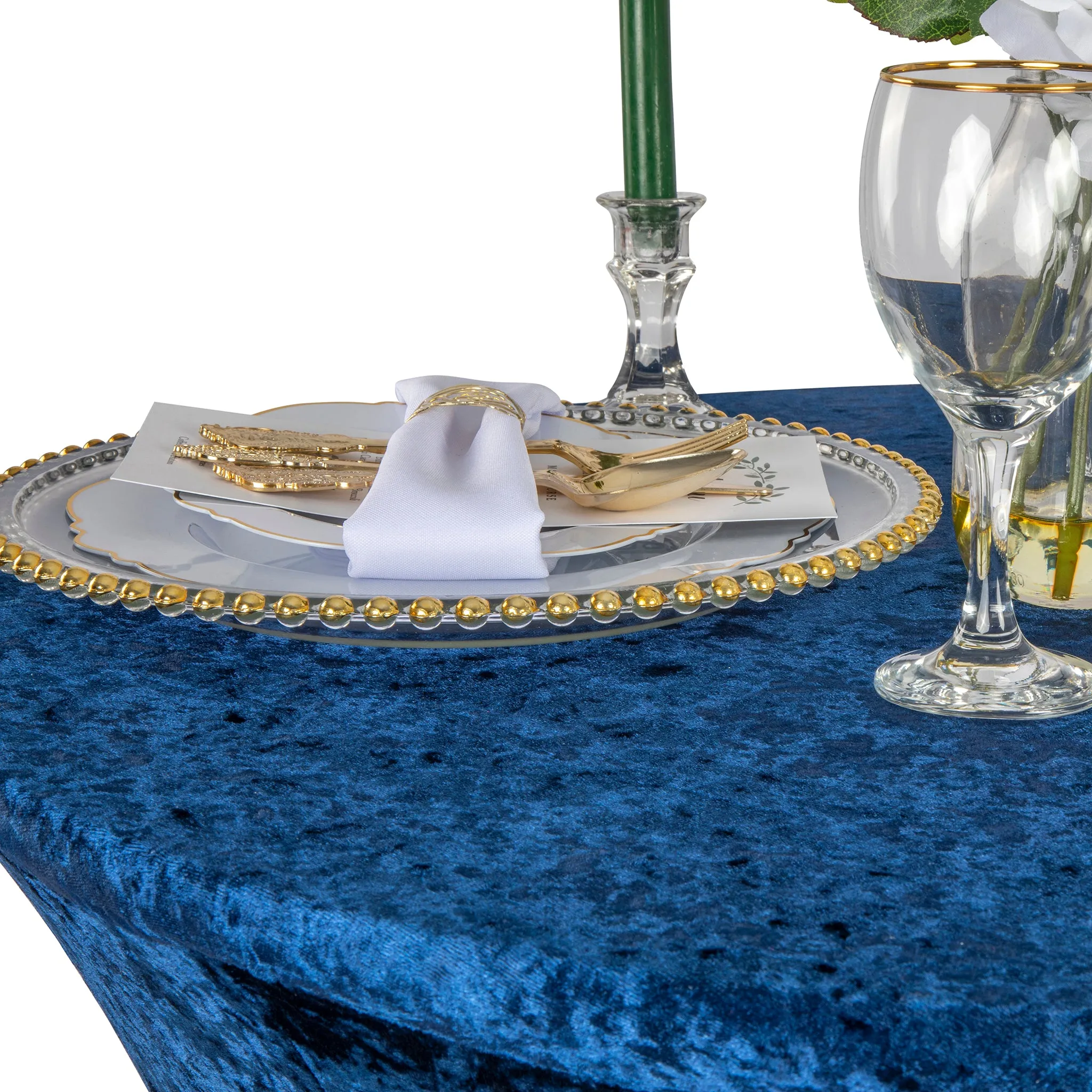 Velvet Spandex Cocktail Table Cover 32" Round - Navy Blue