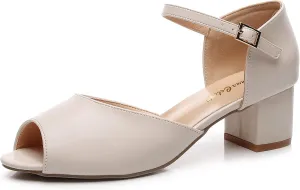 VenusCelia Women's Easy Going Strap Pump Chunky Heeled Sandal