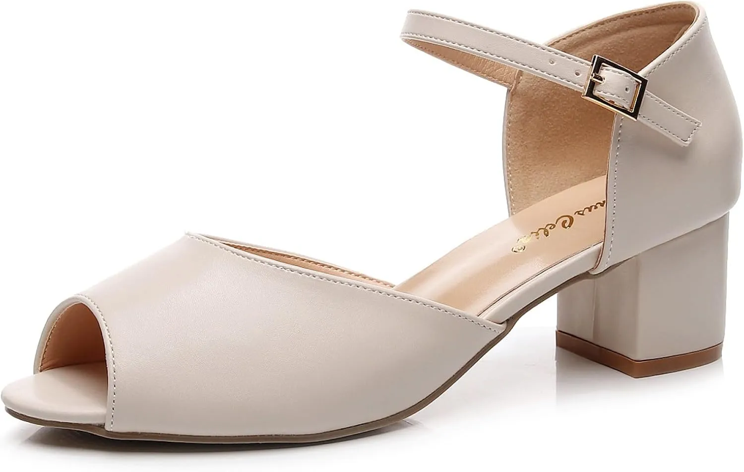 VenusCelia Women's Easy Going Strap Pump Chunky Heeled Sandal