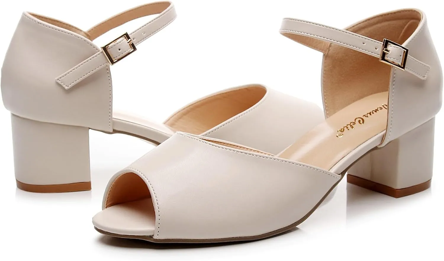 VenusCelia Women's Easy Going Strap Pump Chunky Heeled Sandal