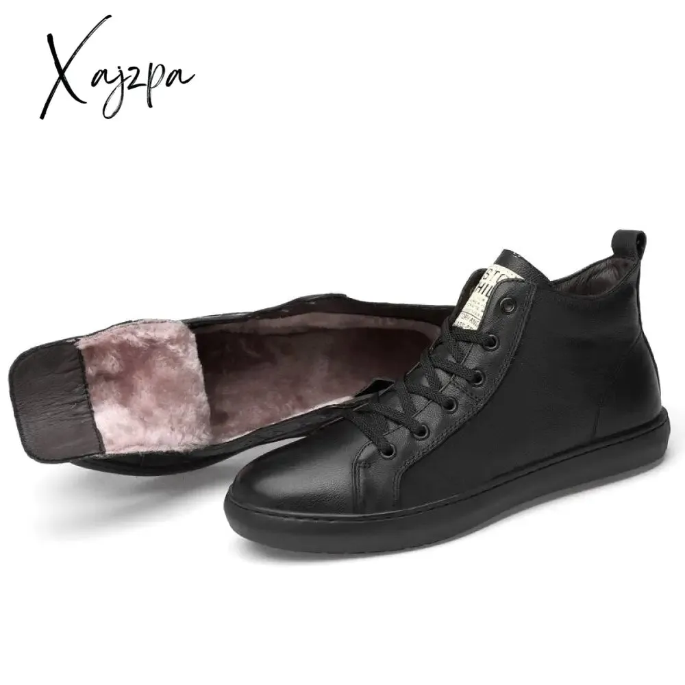 Xajzpa - Men Genuine Leather Shoes Simple Flats